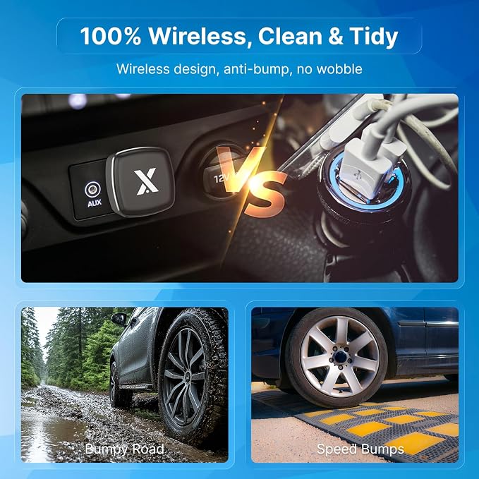 Wireless CarPlay & Android Auto Adapter, Wired to Wireless CarPlay Converter, Mini True Wireless Design, Aluminum & Glass Build, Dual 5G Chip, OTA Updates, USB Plug & Play
