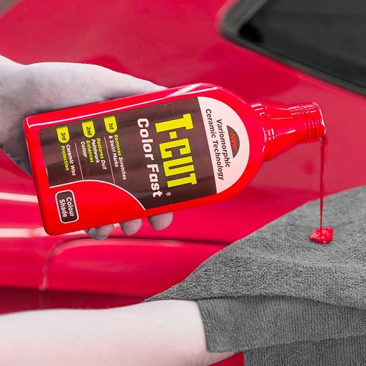 T-Cut Color Fast 3-in-1 Paint Restorer, Light Red - Scratch Remover, Ceramic Car Wax & Color Enhancer - Removes Swirls & Oxidation, 17 oz