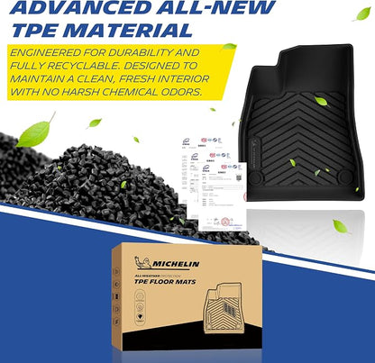 Michelin Vehicle Mat, All-Weather TPE Custom Fit Liner for Tesla Model 3 Floor Mats 2024-2027 (3 Piece), Premier B