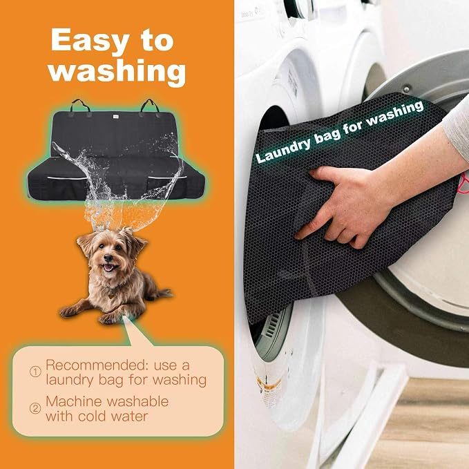 Reliadura Dog Car Seat Cover for Back Seat, Car Seat Covers for Pets, Nonslip Backseat Cover Protector, Washable Bench Seat Covers for Trucks & SUV