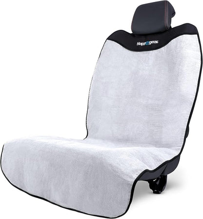 HAPPEGEAR Happeseat Waterproof Car Seat Cover & Protector – Universal Fit Car Seat Towel Cover – Non-Slip Backing, Easy Install & Storage, Machine Washable, Fits Front & Back, Silver