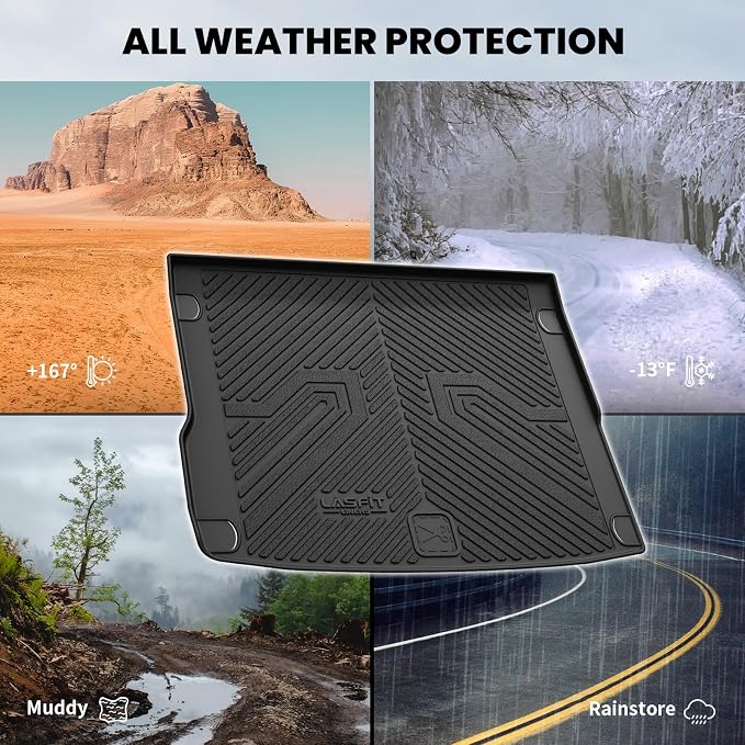 LASFIT Cargo Mat for Audi Q5/SQ5 2009-2017, Custom Fit All-Weather TPE Trunk Mat for Audi Accessories, Waterproof, Easy to Clean, Black
