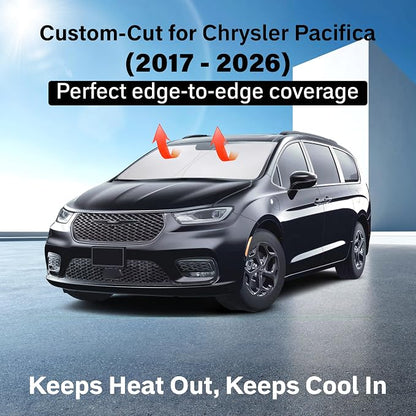 EcoNour Windshield Sunshade for Chrysler Pacifica 2017-2024 2025 2026, Sun Visor for Front Windshield & Window Sun Shade Cover, UV Heat Blocker & Protector, Car Accessories