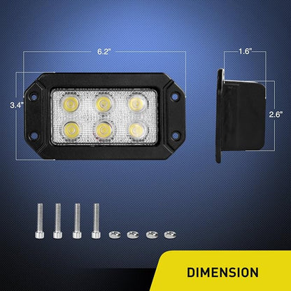 Nilight 15029S-B 2PCS 18w Flush Mount Lights Spot Work Driving Bar Off Road Led Jeep Truck Tacoma Bumper ATV UTV,2 Years Warranty