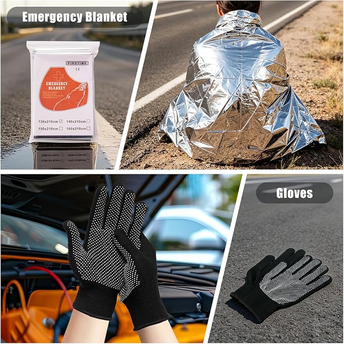 Car Roadside Emergency Kit Automotive Car Safety Kits for Vehicles Woman Man Teen Black