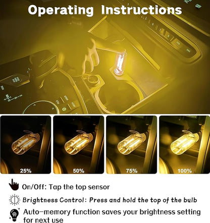 LED Car Interior Light, Touch Control USB Night Lamp, Retro Style Ambient Lighting for Auto, Bedroom, Desk (Yellow Light)