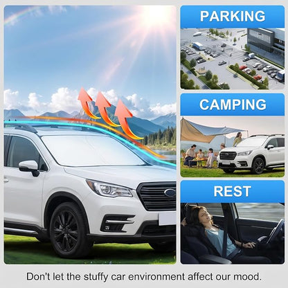 Custom Fit Windshield Sun Shade for Subaru Ascent 2019-2026 | Custom Fit Windshield Cover, Blocks UV Rays, Double-Layer Heat Shield, Durable Frame, Easy Fold & Storage