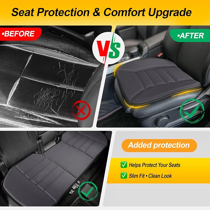 kingphenix 3-Piece Car Seat Cushion Set, 1.2inch Memory Foam Comfort, 2 Front Automotive Seat Cushions + Rear Bench Cushion, Non-Slip Bottom, Fits Sedan SUV Truck Van, Car & Office Chair, Dark Grey