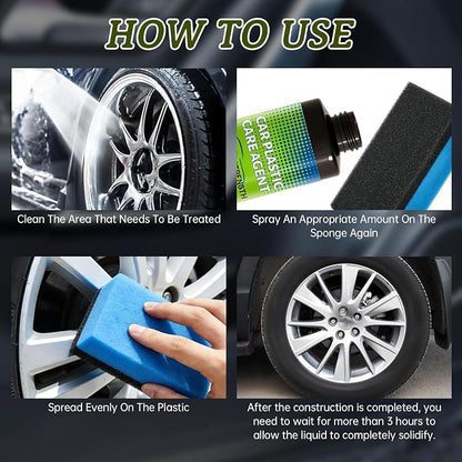 Plastic Restorer for Car Plastic Care Agent kit, Automotive Exterior and Interior Trim Scratch Remover Kit, Bring Plastic, Rubber, and Vinyl Back to Life! Safe Auto Detailing Supplies, 3.38 Fl.oz