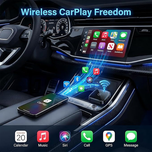 2-in-1 Wireless CarPlay Adapter for Apple iPhone & Android, Plug & Play USB CarPlay Dongle Converts Wired to Car Play Wireless Adapter with Type-C Extension Suitable for 800+ Vehicles