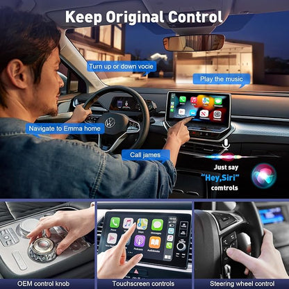 UANTIN Wireless CarPlay Adapter 2025 Upgrade Wired CarPlay to Wireless, Mini USB Design for Cars with Built-in Wired Apple Car Play Plug and Play Easy Use Fast Stable Connection for iPhone
