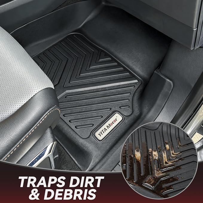 YITAMOTOR Floor Mats Fit for 2019-2026 Chevrolet Silverado/GMC Sierra 1500 & 2020-2026 Chevy Silverado/GMC Sierra 2500HD/3500HD Crew Cab with Bucket Seat(No Rear Underseat Storage Box), 1st & 2nd Row