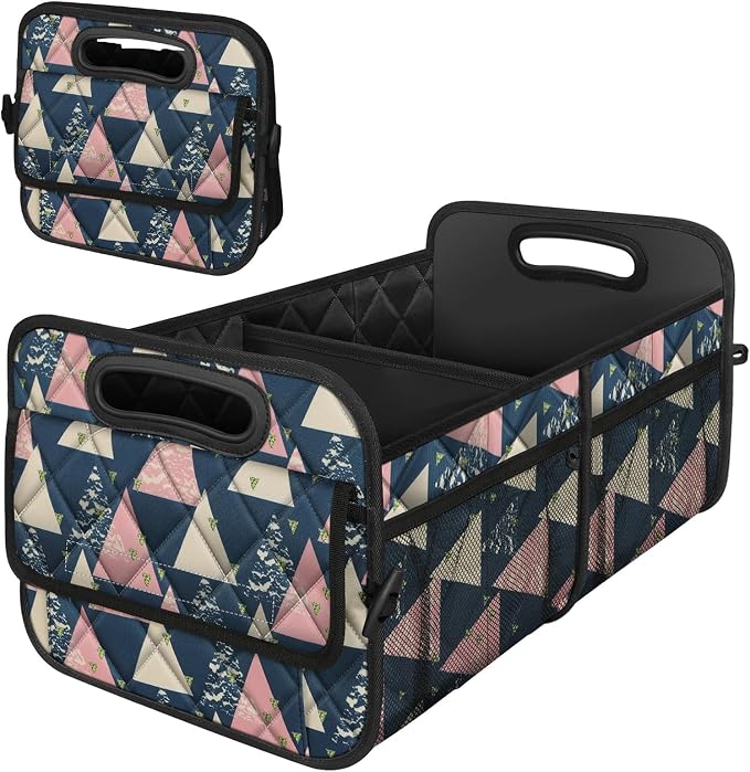 Deosk Trunk Organzier and Storage with Reinforced Handles,Car Accessories for Women/Men 50L Waterproof Polyester for Car/SUV/Minivan/Truck(Medium, Triangle)