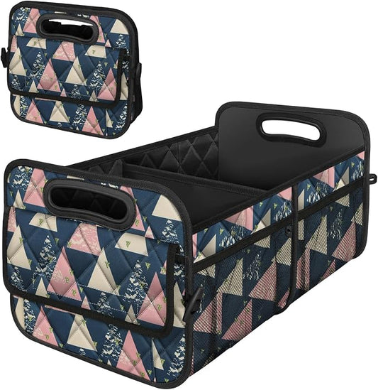 Deosk Trunk Organzier and Storage with Reinforced Handles,Car Accessories for Women/Men 50L Waterproof Polyester for Car/SUV/Minivan/Truck(Medium, Triangle)