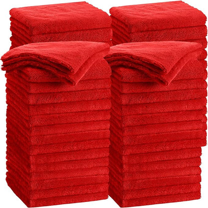 Shimeyao 30 Pcs 16 x 16 Inch Edgeless Microfiber Plush Towels for Cars Detailing Drying Wash Polishing Absorbent Cleaning Cloths, 500 GSM (Red)