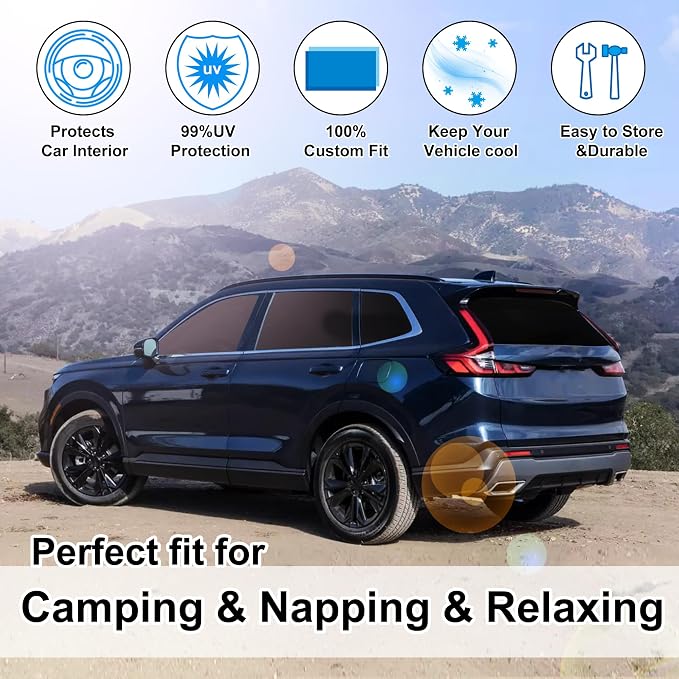 TINGLU Window Shades for Honda CR-V 2023-2026 Accessorie Car Side Full Windows Rear Triangular Windshield Sun Shade Sun UV Rays & Privacy Protection for Camping,Napping,and Relaxing 8PCS