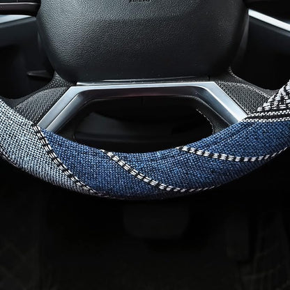 Valleycomfy Cloth Steering Wheel Covers for Women Bohemian Universal 15 inch Baja Blanket Enthic Blue