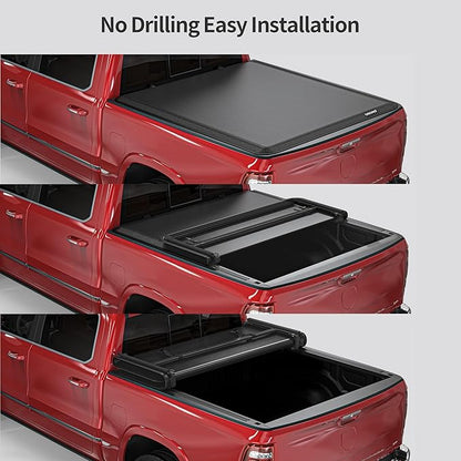 OEDRO Soft Tri-Fold Tonneau Cover, Custom Fit for Chevy Silverado 1500 / GMC Sierra 1500 New Body Style 2019-2026, Designed to Accommodate Fleetside 6.6 Ft Bed w/o Multi-Flex Tailgate