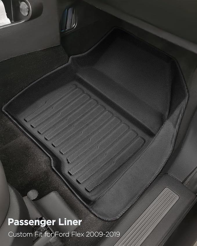 All-Weather Floor Mats Custom Fit for Ford Flex 2009-2019 (Not Fit with Optional 2nd Row Console), Heavy Duty TPE Trunk Mats Cargo Liner & Front Rear Row Protection for Automotive Car Accessories
