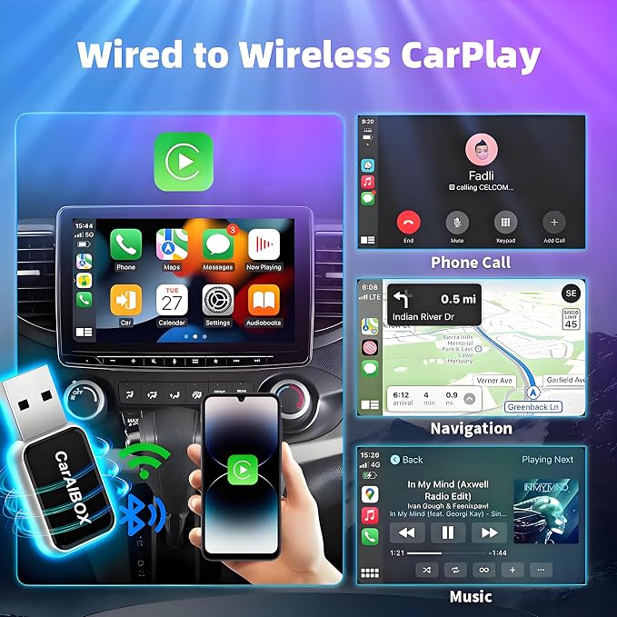 Wireless CarPlay Adapter for iPhone, Convert Wired to Wireless Apple CarPlay Adapter, Plug & Play, No Delay & Stable Control, Mini Size, USB & USB-C/Type-C for Cars 2016+ iOS10+ (Silver)