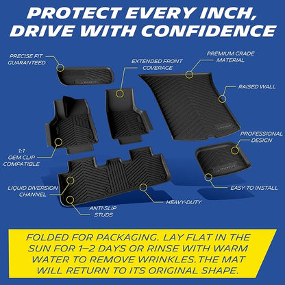 Michelin Vehicle Mat, All-Weather TPE Custom Fit Liner for Tesla Model Y 5 Seat Floor Mats 2025-2027 (6 Piece), Premier