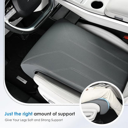 FLORICH Car Seat Extender Leg Extender Support Cushion for Driver Seats Office Chair, Leather Carseat Leg Support for Long Drivers Universal Car Seat Cushion Legs Rest Pads-Deep Grey