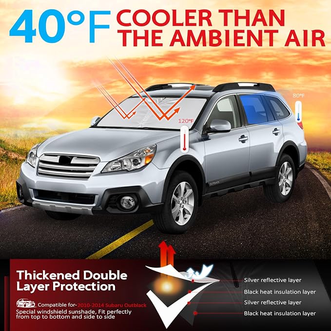 KAYZT Windshield Sun Shade for 2010-2014 Su-baru Outback Foldable Sunshade Front Window Custom Fit Car Accessories