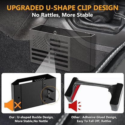 Upgrade Metal Gear Shift Center Console Organizer for Jeep Wrangler Accessories and Jeep Gladiator JL JLU 2026 2025 2024 2023 2022-2018 Rubicon Sahara 4xe Storage Box Tray,Flag Logo (Not for JK/JKU)