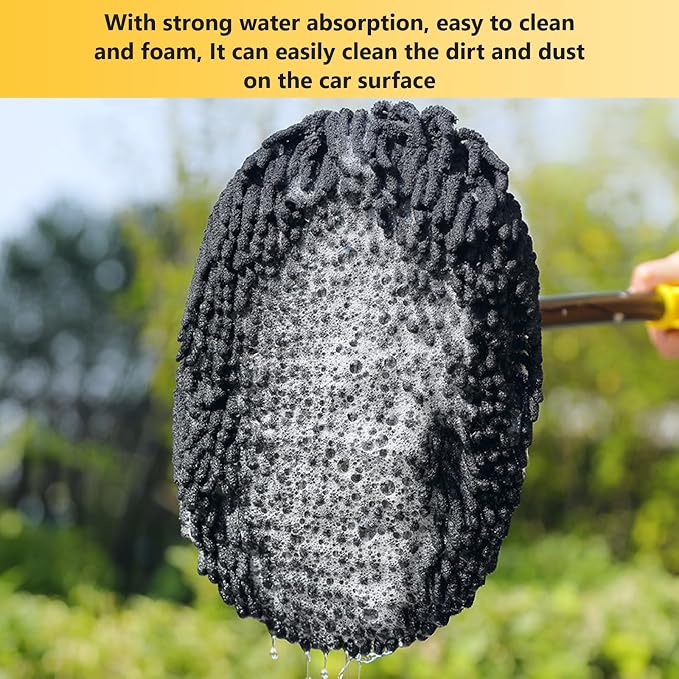 Car Wash Brush Replacement Head Cover, Soft Microfiber Car Wash Mop Head Suitable for 15° Curved Pole CarCleaning Mop (Only Head Cover)