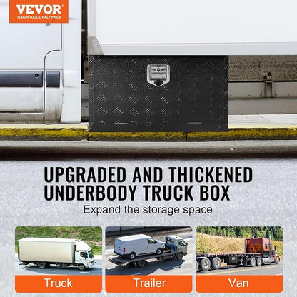 VEVOR Underbody Truck Box, 30"×14"×16" Pickup Storage Box, Heavy Duty Aluminum Diamond Plate Tool Box with Lock and Keys, Waterproof Trailer Storage Box with T-Handle Latch for Truck, Van, Trailer