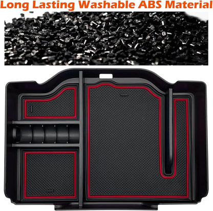 Center Console Organizer fits for Dodge RAM 2026 2025 2024 2023 2022 2021 2020 2019 1500 2500 3500 Accessories Interior Storage Box Armrest Storage Tray (Red)
