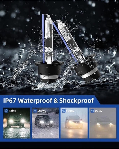 Sinoparcel D2R Xenon HID Headlight Bulbs - 8000K 35W Low Beam 85126UB 66250 85126WX,etc Replacement Lights- Pack of 2
