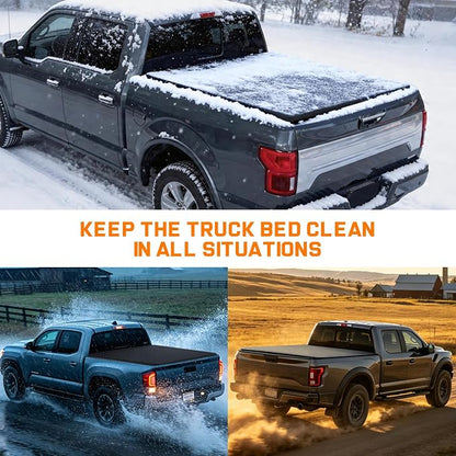 RHOBRA Soft Roll-up Truck Bed Tonneau Cover Compatible with 2024-2026 Toyota Tacoma(Excl. Trail Edition) 5ft Bed, 26.5oz Vinyl Soft Truck Bed Cover, Weather Resistant Bed Cover