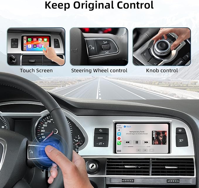 CarPlay Android Auto Adapter Decoder Retrofit Kit Fits Audi 2009-2015 A6 Q7 with MMI 3G System, Supports Wireless CarPlay&Android Auto/Voice Control/Mirror Link/Camera/USB Drive/Navigation etc