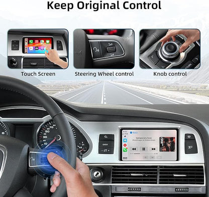 CarPlay Android Auto Adapter Decoder Retrofit Kit Fits Audi 2009-2015 A6 Q7 with MMI 3G System, Supports Wireless CarPlay&Android Auto/Voice Control/Mirror Link/Camera/USB Drive/Navigation etc