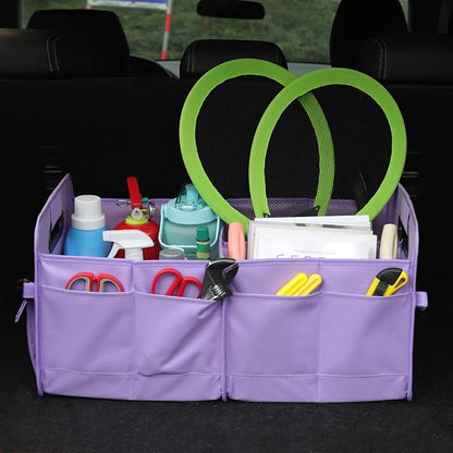 AOKJOY Car Trunk Organizer, Purple, Unisex, Foldable, Non-slip, Adjustable Straps, Multiple Compartments, 600D Oxford Cloth Material