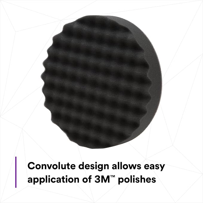 3M Perfect-It Foam Polishing Pad, 05738, 8 in, 1 Pad, Single Sided, Black, Waffle Face, Buffing and Polishing