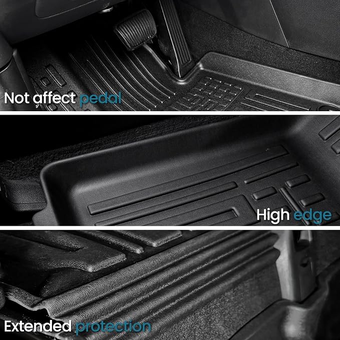 Floor Mats for 2024 2025 2026 Hyundai Santa Fe Car Mat Accessories(Fit Hybrid and Gas), All Weather TPE Cargo Mat Trunk Mat with Backrest Mats