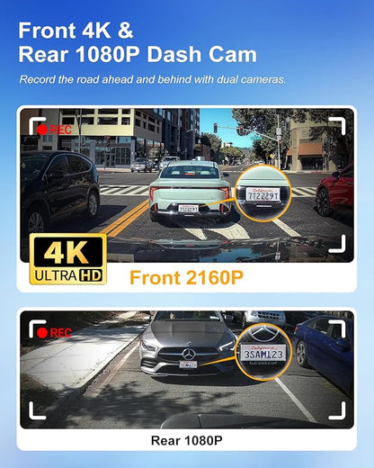 Fitcamx Front 4K+Rear 1080P Dash Cam Adapts for Toyota 4Runner 2025-2026 & Hybrid (HD2-35030), Integrated Factory Look, 2 Way HD Video, WiFi & APP, Loop Recording, G-Sensor, Easy to Set, 128GB Card