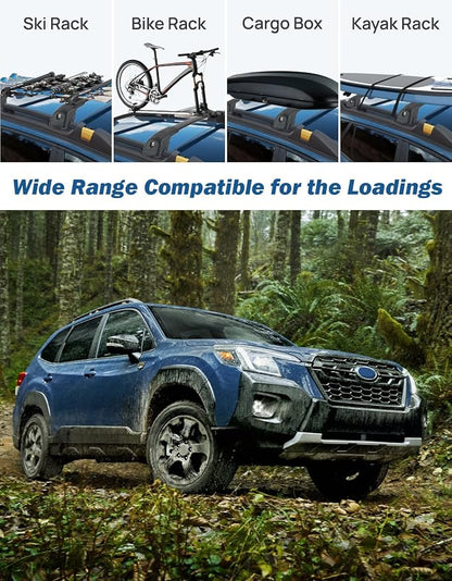 JOYTUTUS Car Roof Rack Cross Bars Compatible with Subaru Forester Wilderness 2022-2026 with Lock, 300LB Aluminum Crossbars for Roof Racks Suitcases Kayaks Canoes Bikes Skis Snowboard