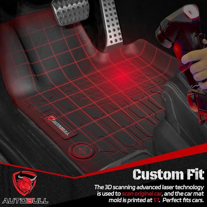 Floor Mats Compatible with 2013-2018 Ram 1500 (19-24 Classic Body only) Crew Cab; 2010-2018 Ram 2500/3500 Crew Cab, All Weather TPE Floor Liners, Custom Fit Car mats, 1st & 2nd Row, Black