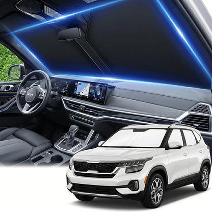 Windshield Sun Shade for Kia Seltos 2021-2024 2025 2026 Sunshade Front Window Shade Custom Fit Seltos Accessories Sun Visor Foldable Shade Blocks UV Rays Accessories