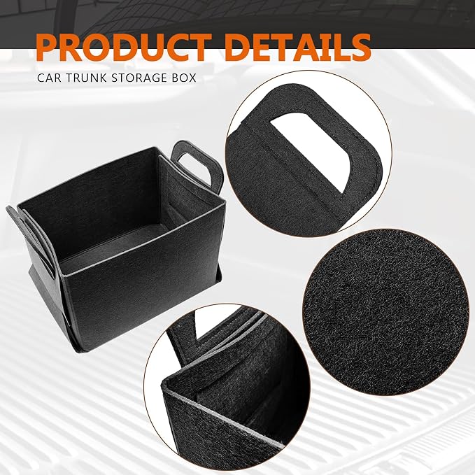 Felt Car Trunk Organizer, Foldable Vehicle Storage Box, Large Capacity Multi-Purpose Automotive Interior Accessories for Cars, SUV, Sedan, Truck (Dark Grey)