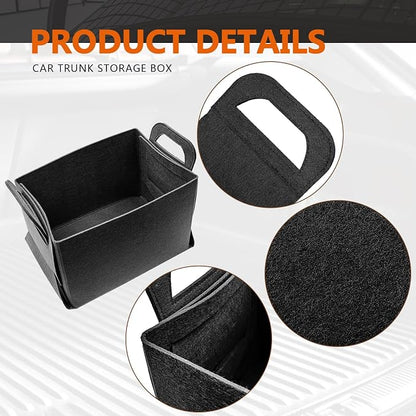 Felt Car Trunk Organizer, Foldable Vehicle Storage Box, Large Capacity Multi-Purpose Automotive Interior Accessories for Cars, SUV, Sedan, Truck (Dark Grey)