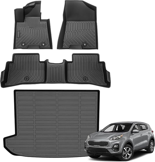 Floor Mats for Kia Sportage 2017-2022 (Gas ONLY), TPE Waterproof Non-Slip All Weather Protection Custom (Floor Mats & Cargo Liner)