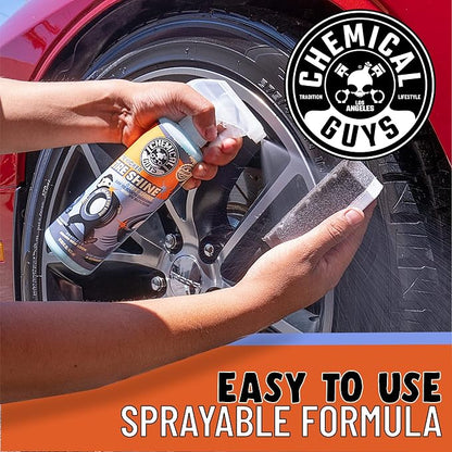 Chemical Guys Tire Kicker Sprayable Extra Glossy Tire Shine Spray, Dry-to-Touch Dressing - Restores Wet Look to Rubber, Vinyl, and Plastic, Safe for Cars, Trucks, Motorcycles, RVs, and More - 16 oz