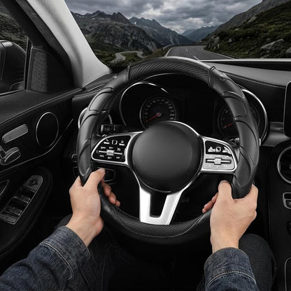 West Llama Truck Steering Wheel Cover for Ford F-150 F-250 F-350 Expedition Ram 1500 2500 3500 Tacoma Tundra, Anti-Slip Grip, 15.5-16 Inch Large Car Steering Wheel Cover (Large Size-Black)