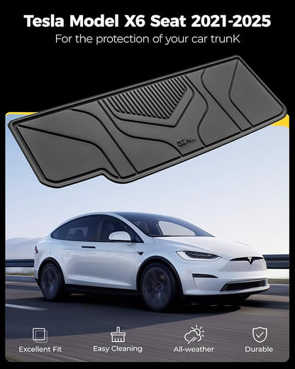 3W Cargo Liner Fit for Tesla Model X 6 Seats 2022-2025(not for 2026) All Weather TPE Custom Fit Floor Liners for Front and Rear Trunk Full Set Car Mats Black