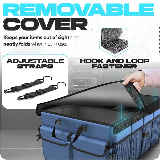 FORTEM Trunk Organizer For SUV Car Trunk Organizer, Foldable Storage, Car Accessories for Women Men, Collapsible Bag, 600D Oxford, Non Slip Bottom, Straps, Soft Cover (65L)