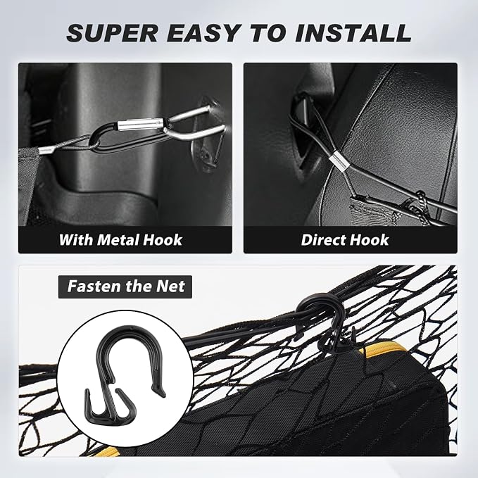 Karltys Cargo Net for Subaru Forester 2019-2024 Trunk Net | Envelope Style Elastic Mesh Net | Heavy Duty Metal Hooks | Subaru Forester Accessories